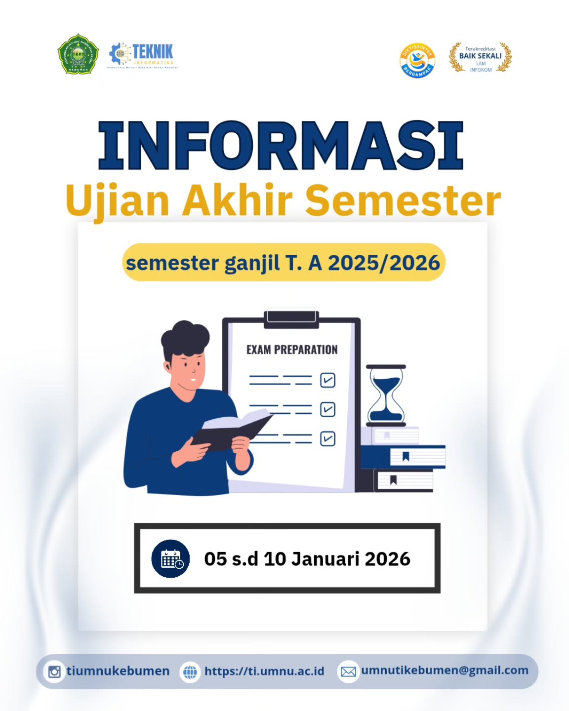 Informasi untuk Mahasiswa UMNU Kebumen Ujian Akhir Semester 5–10 Januari 2026